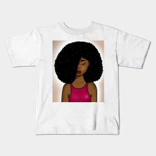 cute afro hair girl digital art Kids T-Shirt